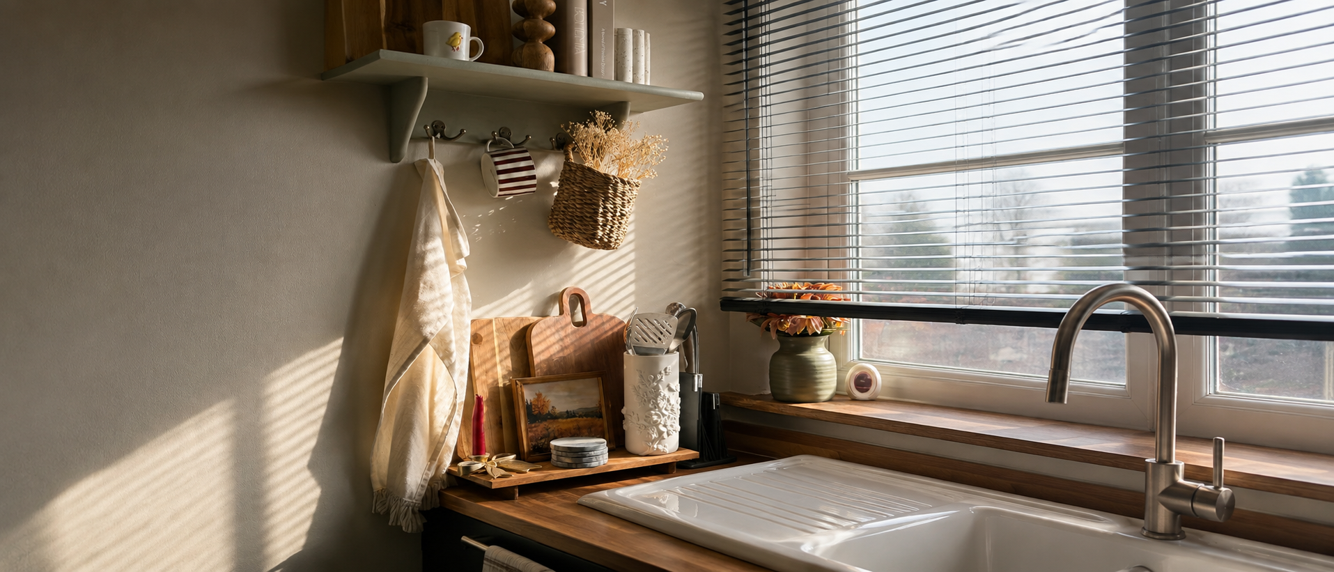 Practical kitchen essentials arranged for everyday use