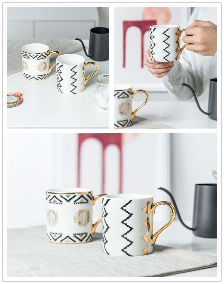 Gift Set - Coffee Mug with Gold Handle - Geometric - Image 5