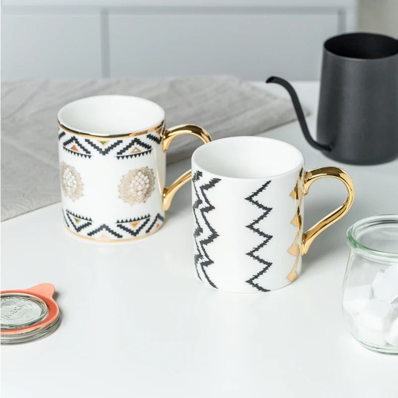Gift Set - Coffee Mug with Gold Handle - Geometric - Image 4