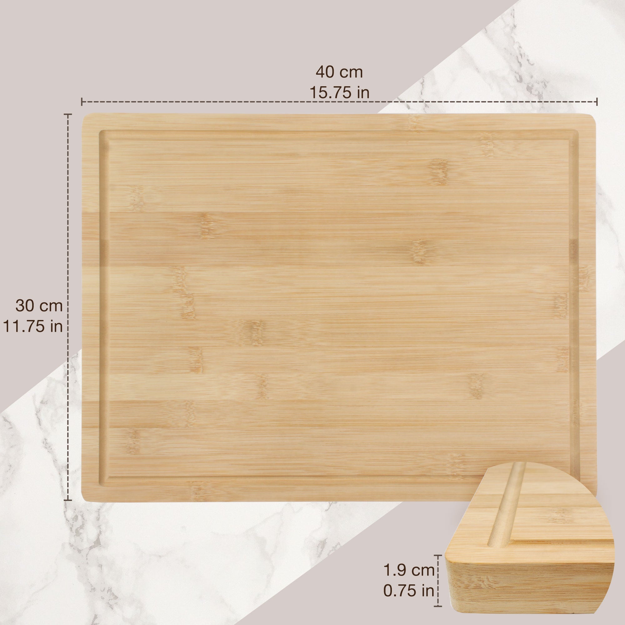 Grooved Bamboo Cutting Board 15.75" x 11.75" x 0.75" - Image 2