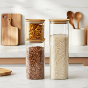 Set Of 3 Glass Storage Canisters