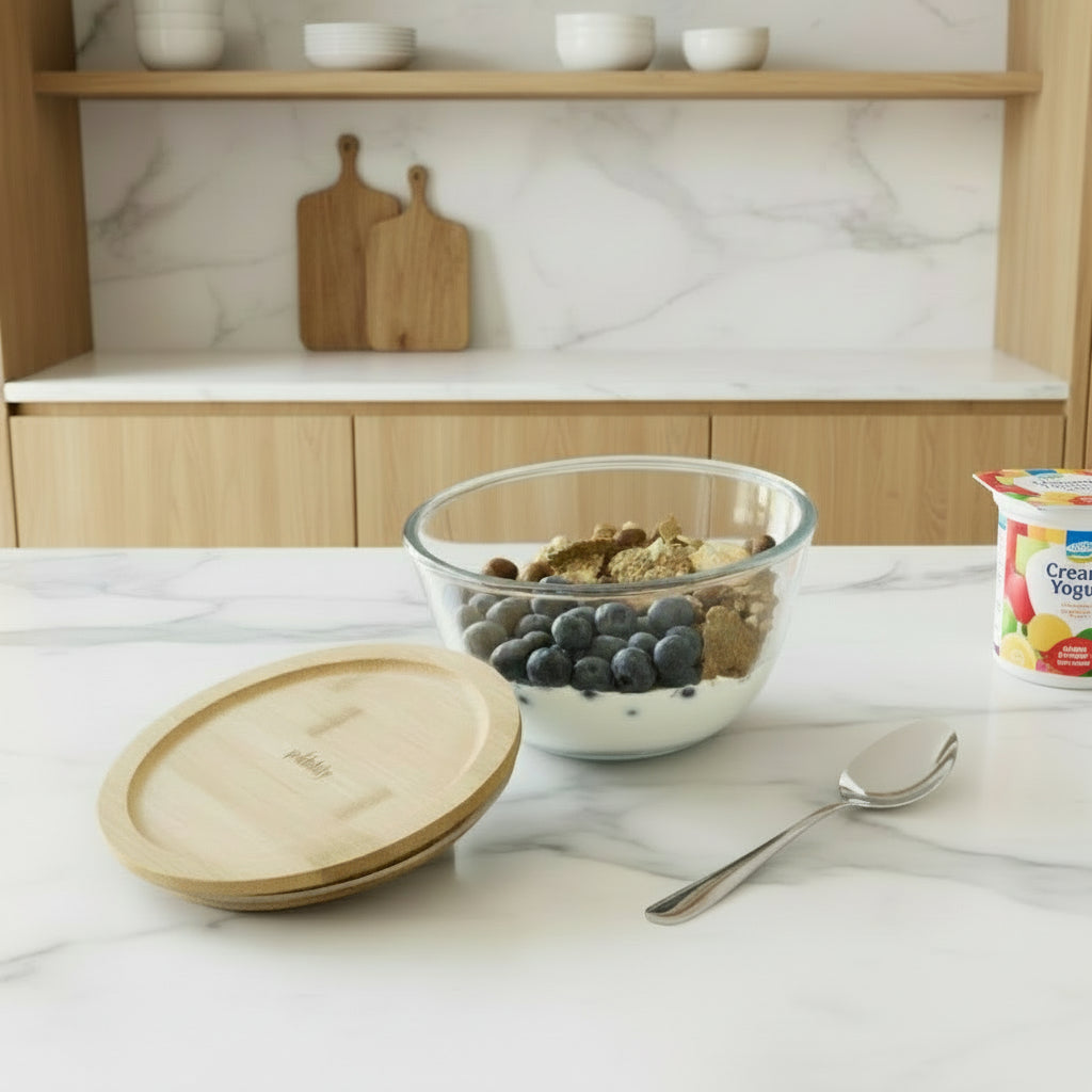Glass Bowl With Bamboo Lid 770ml