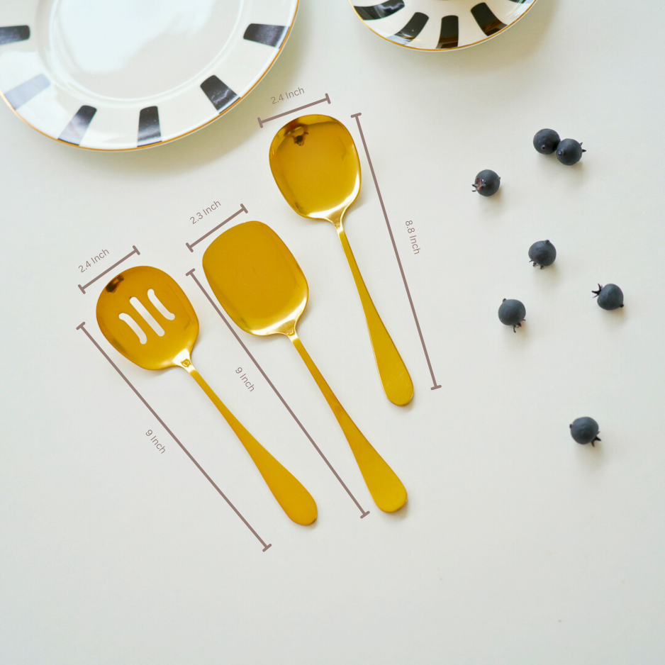 Set of 3 Serving Spoons for dry items | Luxury | Stainless Steel - Image 2
